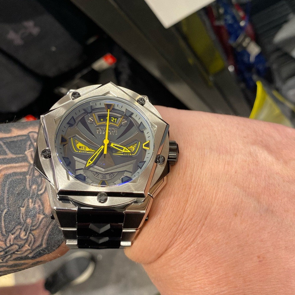 Invicta, Batman - Silver and Black Watch with Yellow Accents